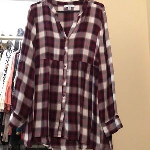 Plaid babydoll blouse